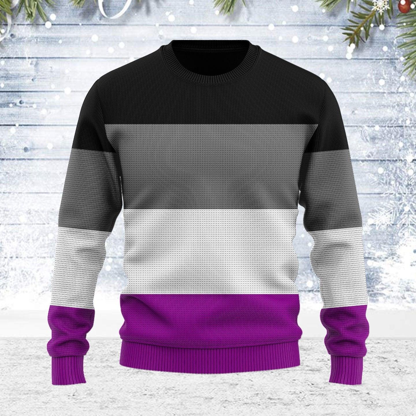 Asexual Pride Flag Ugly Christmas Sweater - OodieGang