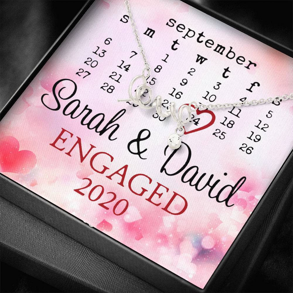 Customised Engaged Interlocking Heart Necklace Jewelry
