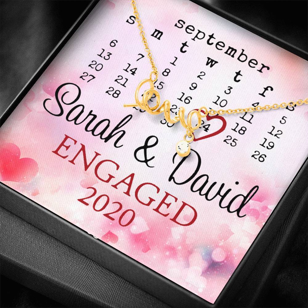 Customised Engaged Interlocking Heart Necklace Jewelry