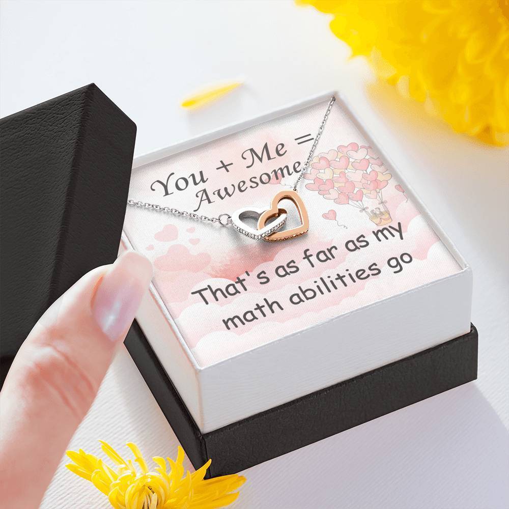 You + Me = Awesome Interlocking Heart Necklace Jewelry