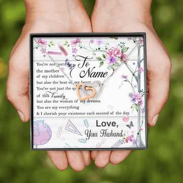 To My Teacher Wife Interlocking Heart Custom Necklace