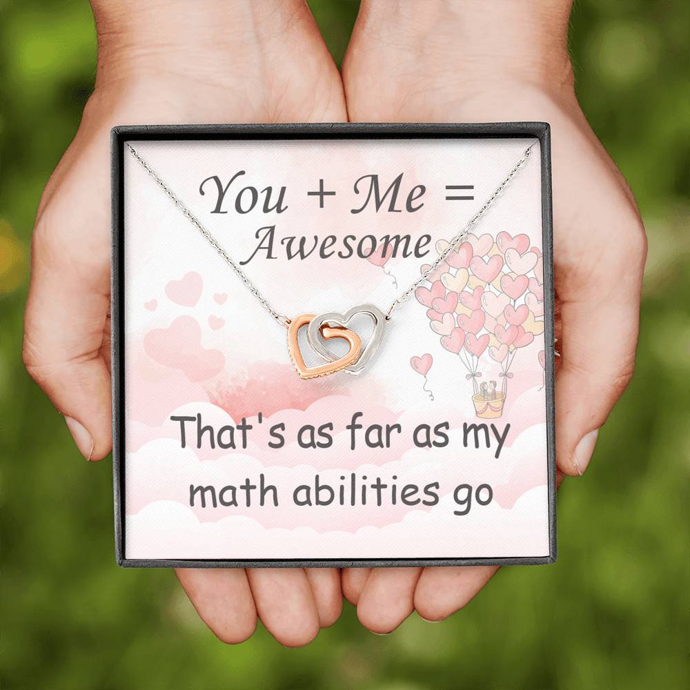 You + Me = Awesome Interlocking Heart Necklace Jewelry