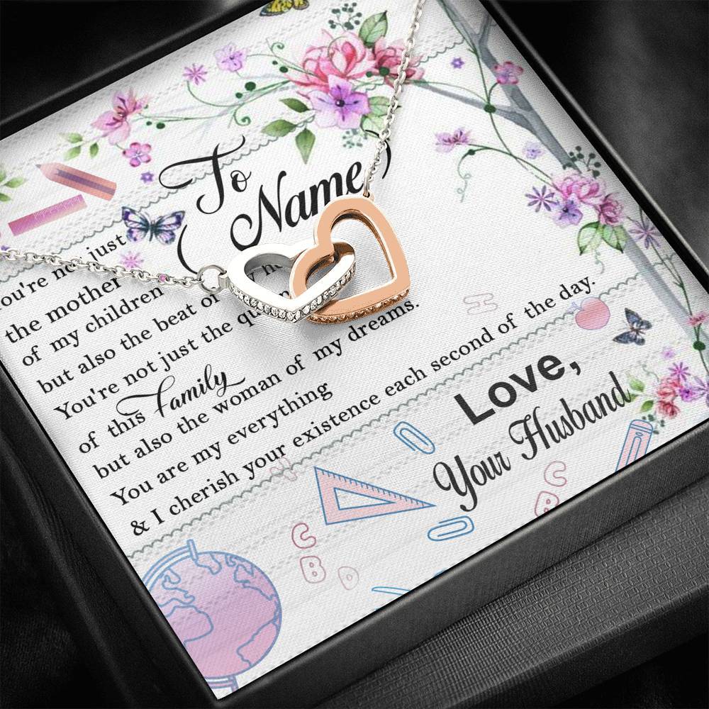 To My Teacher Wife Interlocking Heart Custom Necklace