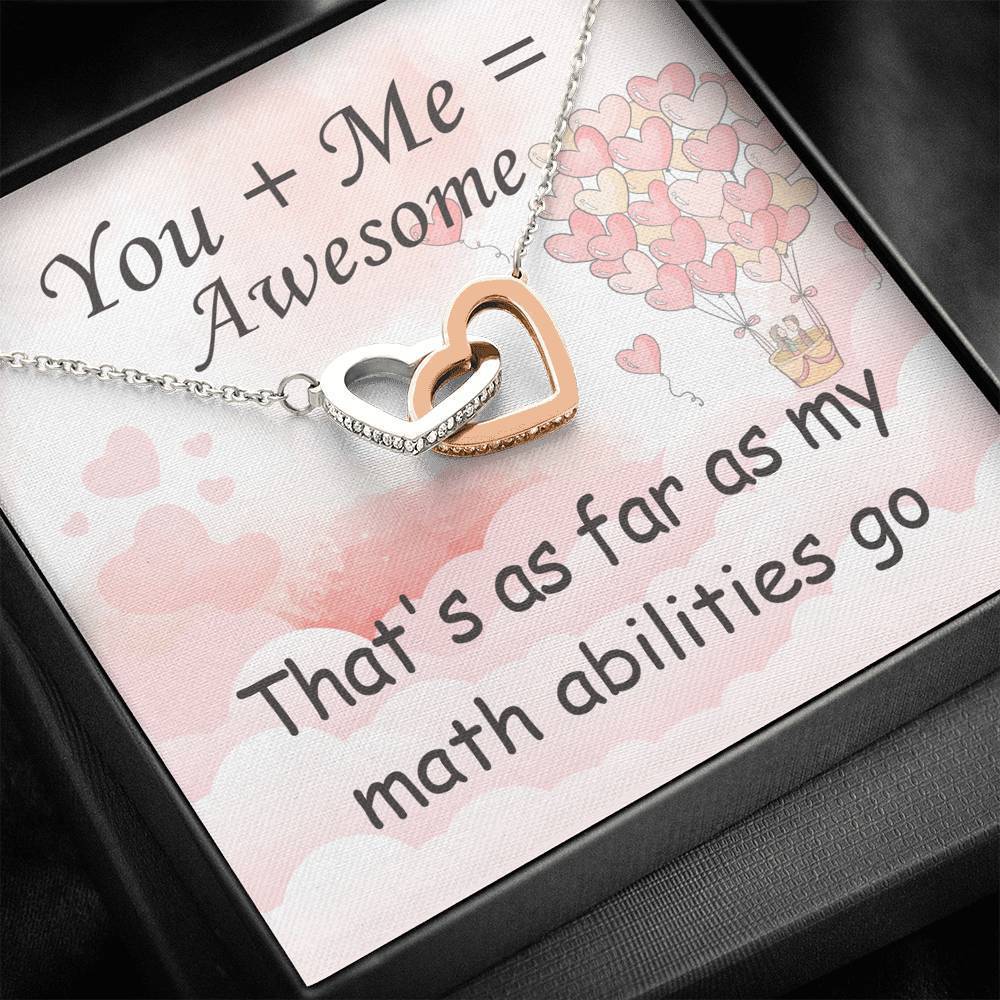 You + Me = Awesome Interlocking Heart Necklace Jewelry