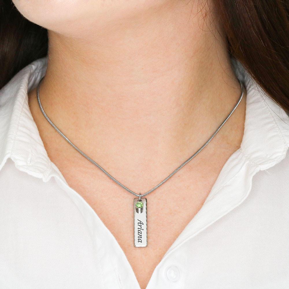 To My Dad Birthstone Name Necklace With On Demand Message Card Jewelry
