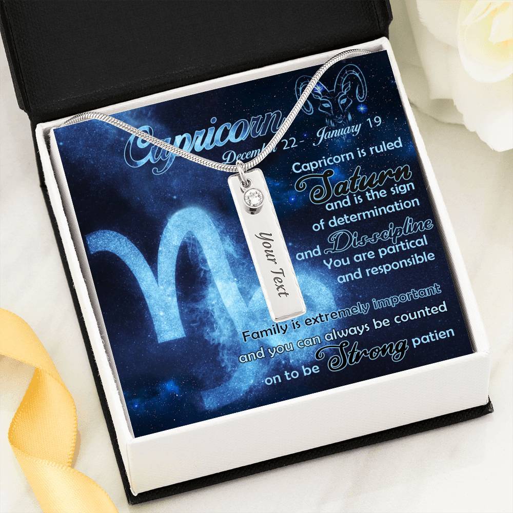 Capricorn Zodiac Birthstone Name Necklace With On Demand Message Card Jewelry