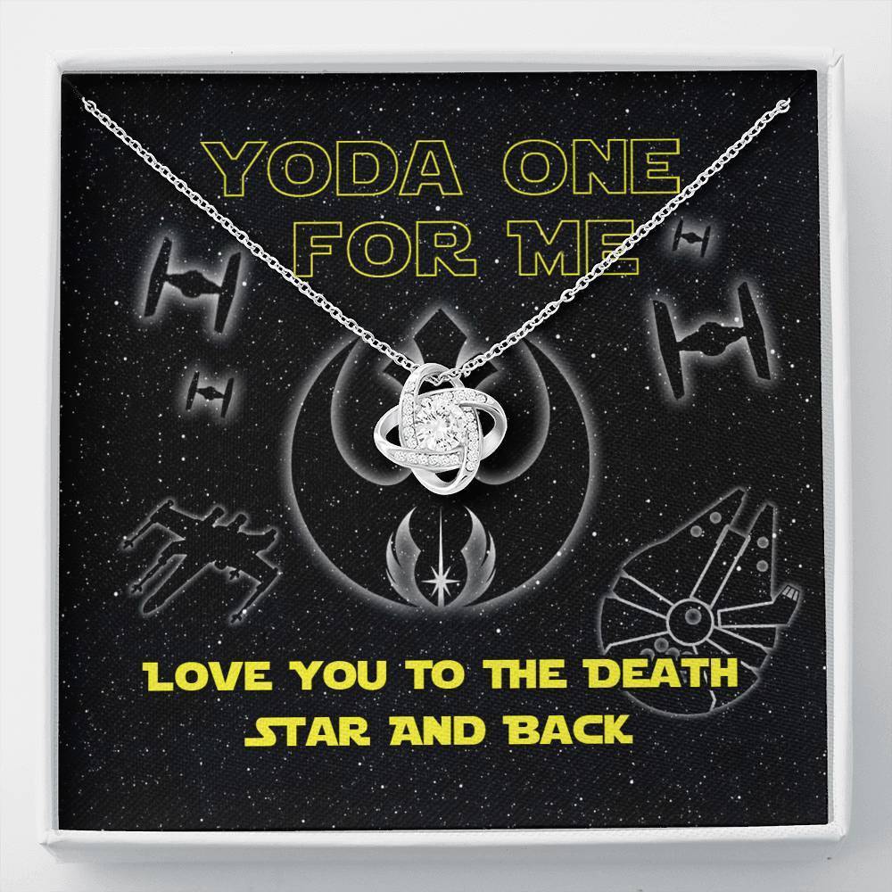 Yoda One For Me Love You To The Death Star And Back Knot Necklace With On Demand Message Card