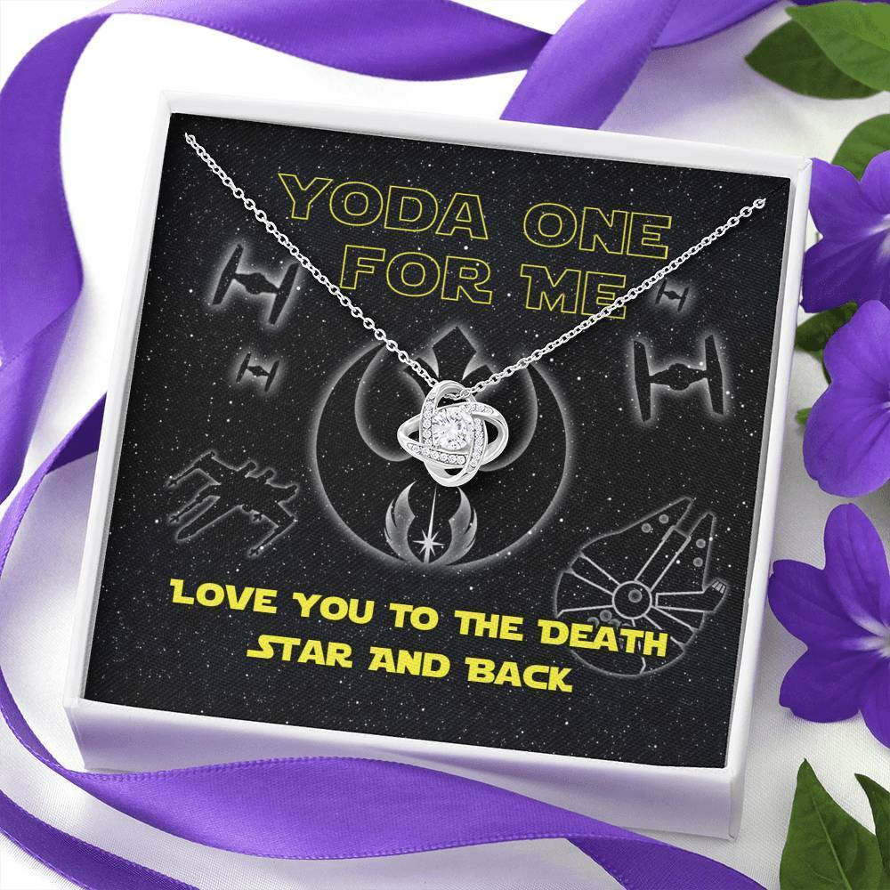 Yoda One For Me Love You To The Death Star And Back Knot Necklace With On Demand Message Card