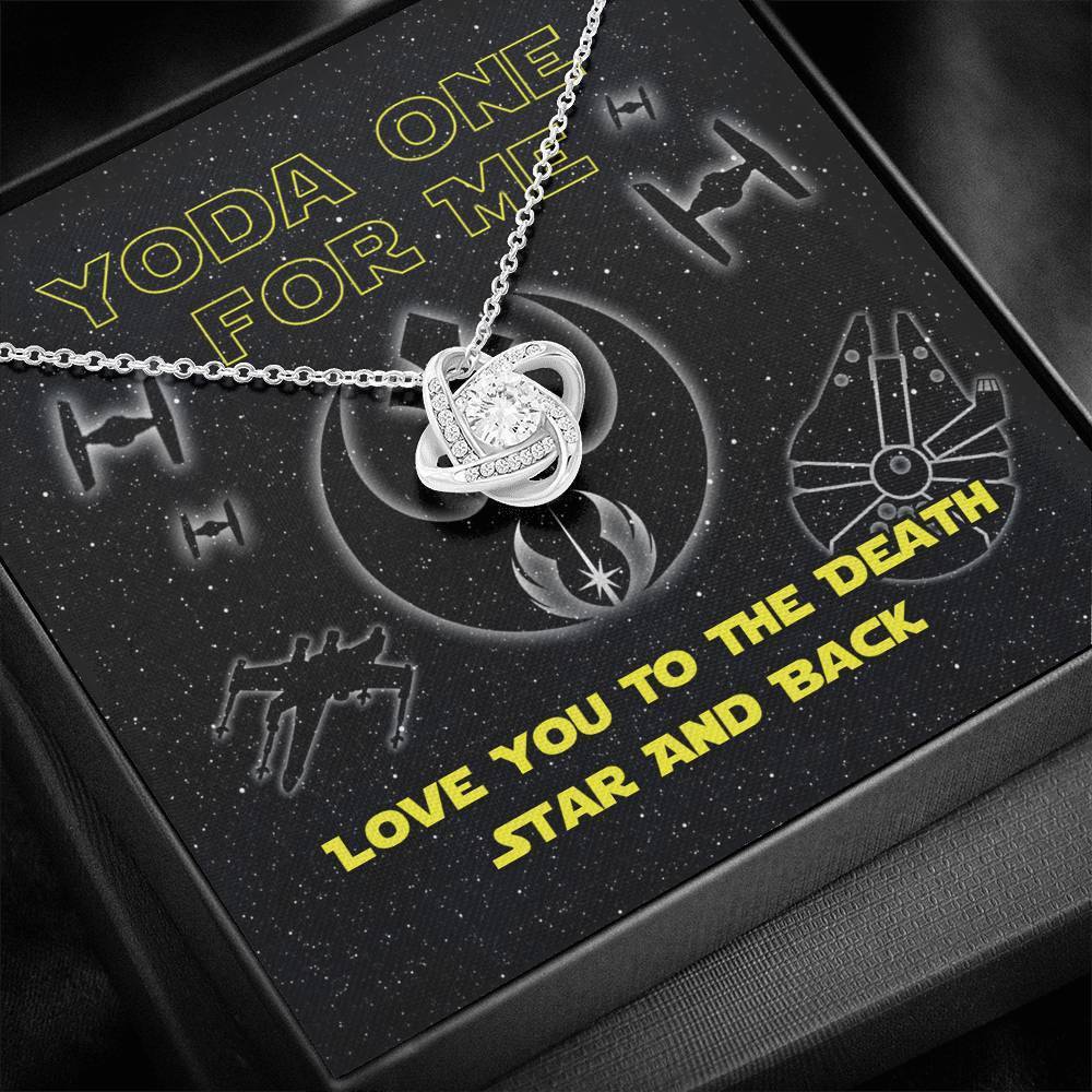Yoda One For Me Love You To The Death Star And Back Knot Necklace With On Demand Message Card