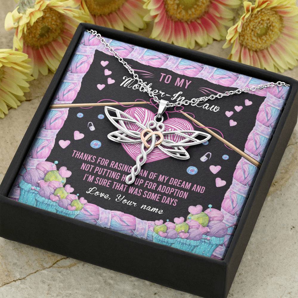 Persionalized Name To My Mother In Law Dragonfly Necklace With Message Card Jewelry
