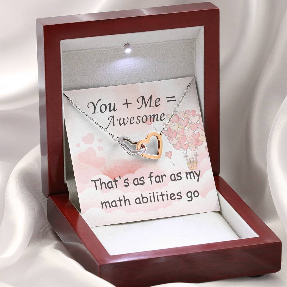 You + Me = Awesome Interlocking Heart Necklace Jewelry