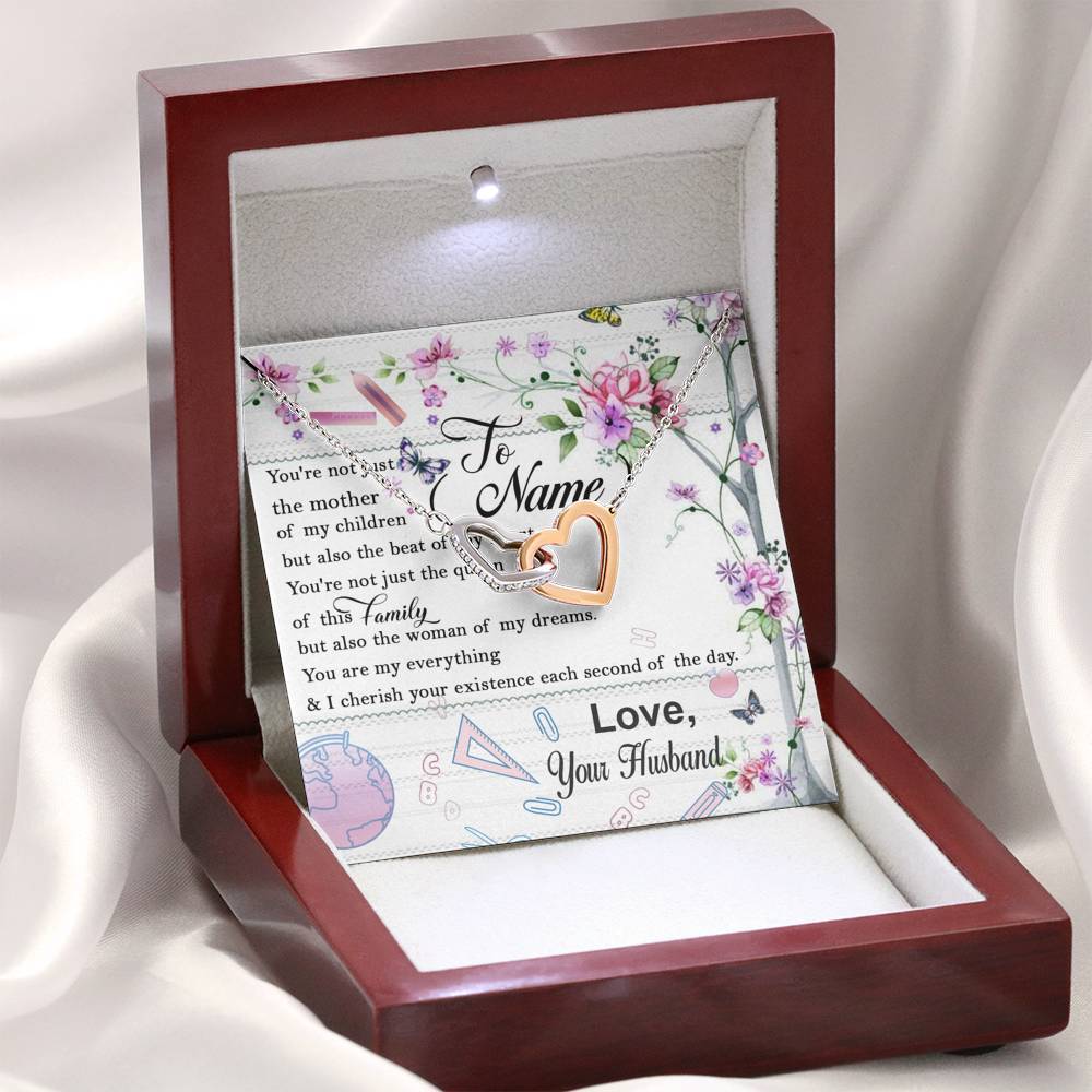 To My Teacher Wife Interlocking Heart Custom Necklace