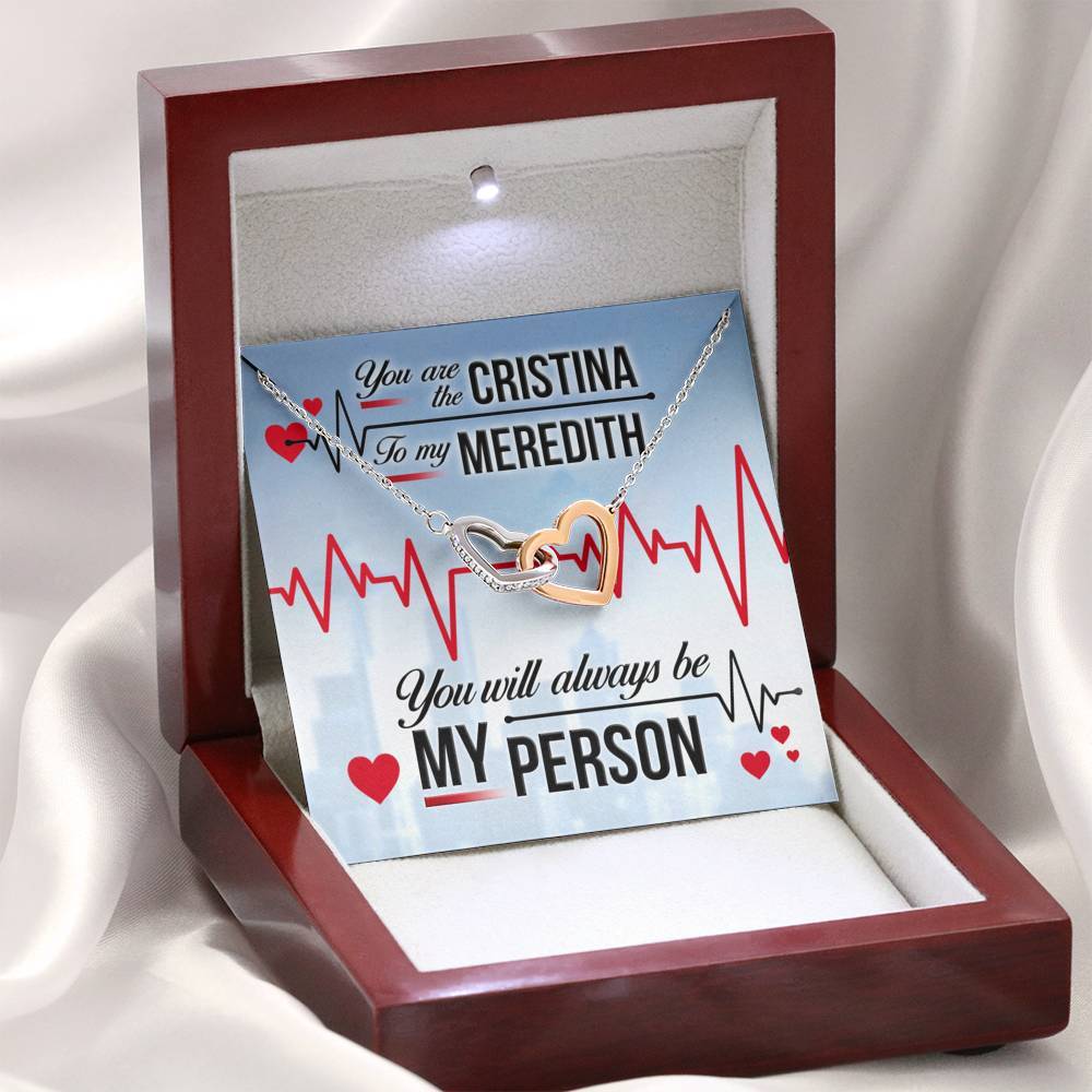 You Are The Cristina To My Meredith Interlocking Heart Necklace Jewelry