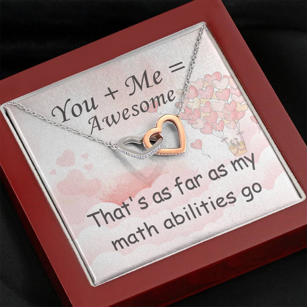 You + Me = Awesome Interlocking Heart Necklace Mahogany Style Luxury Box Jewelry