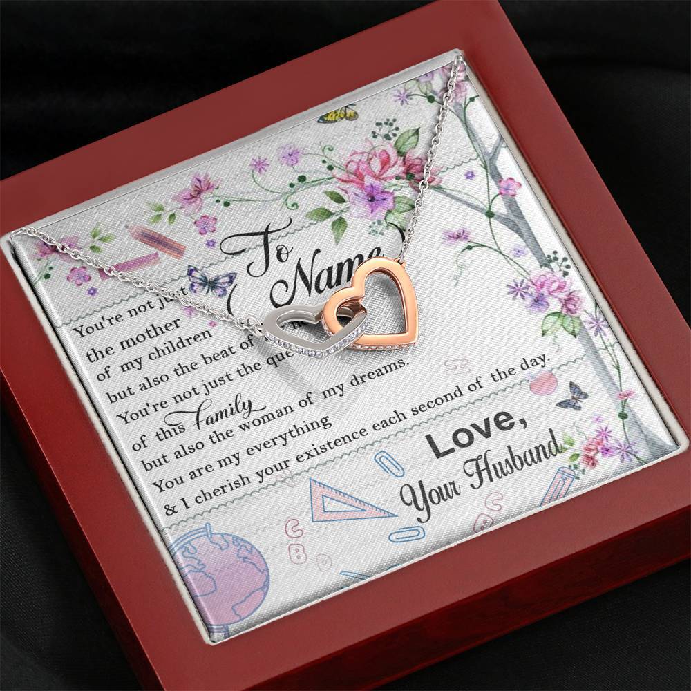 To My Teacher Wife Interlocking Heart Custom Necklace