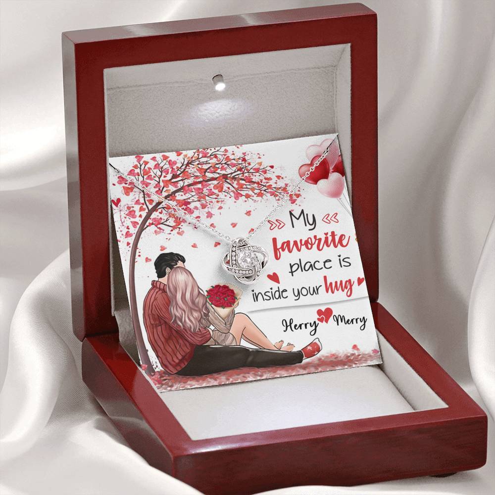 Custom Name My Favorite Place Is Inside Your Hug Knot Necklace