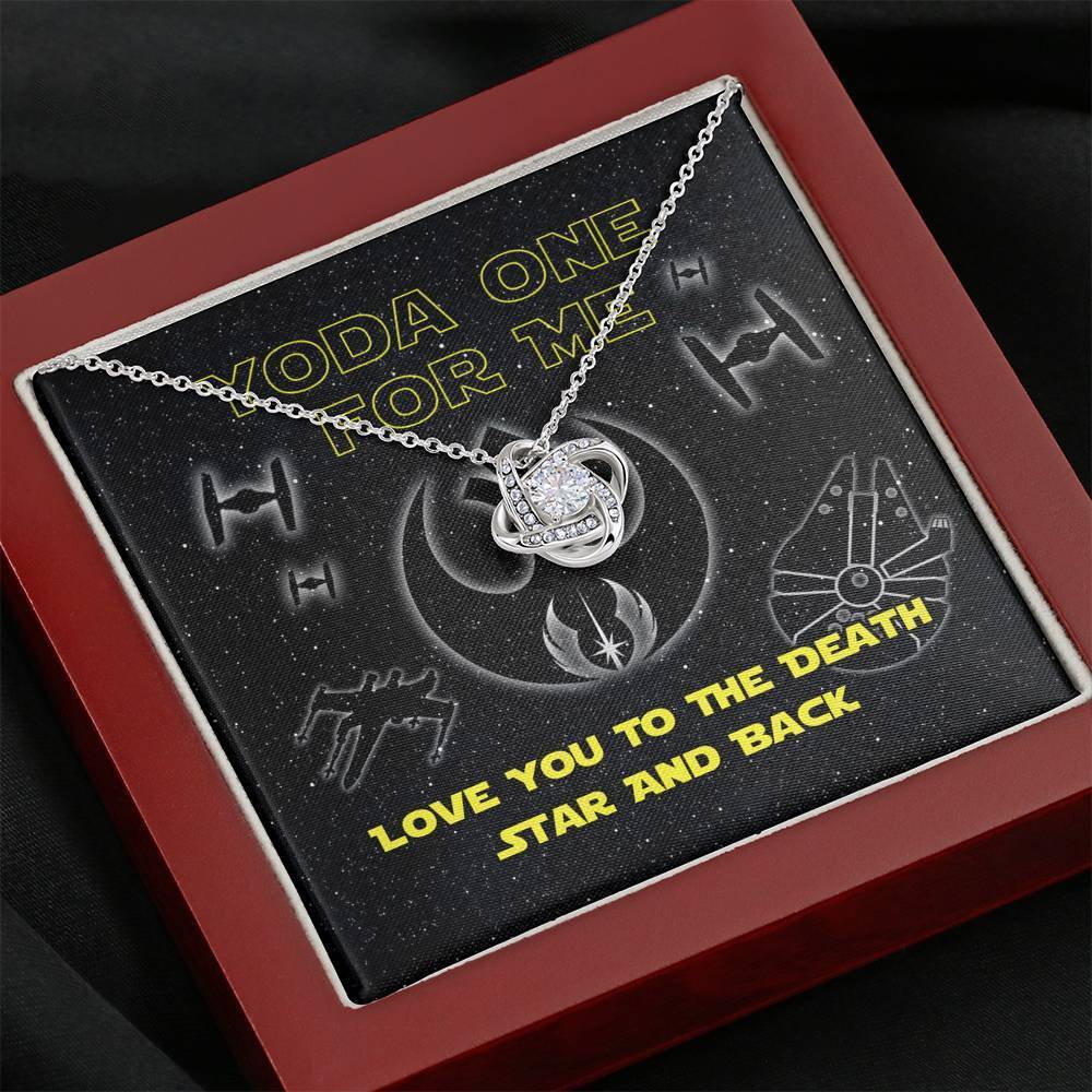 Yoda One For Me Love You To The Death Star And Back Knot Necklace With On Demand Message Card