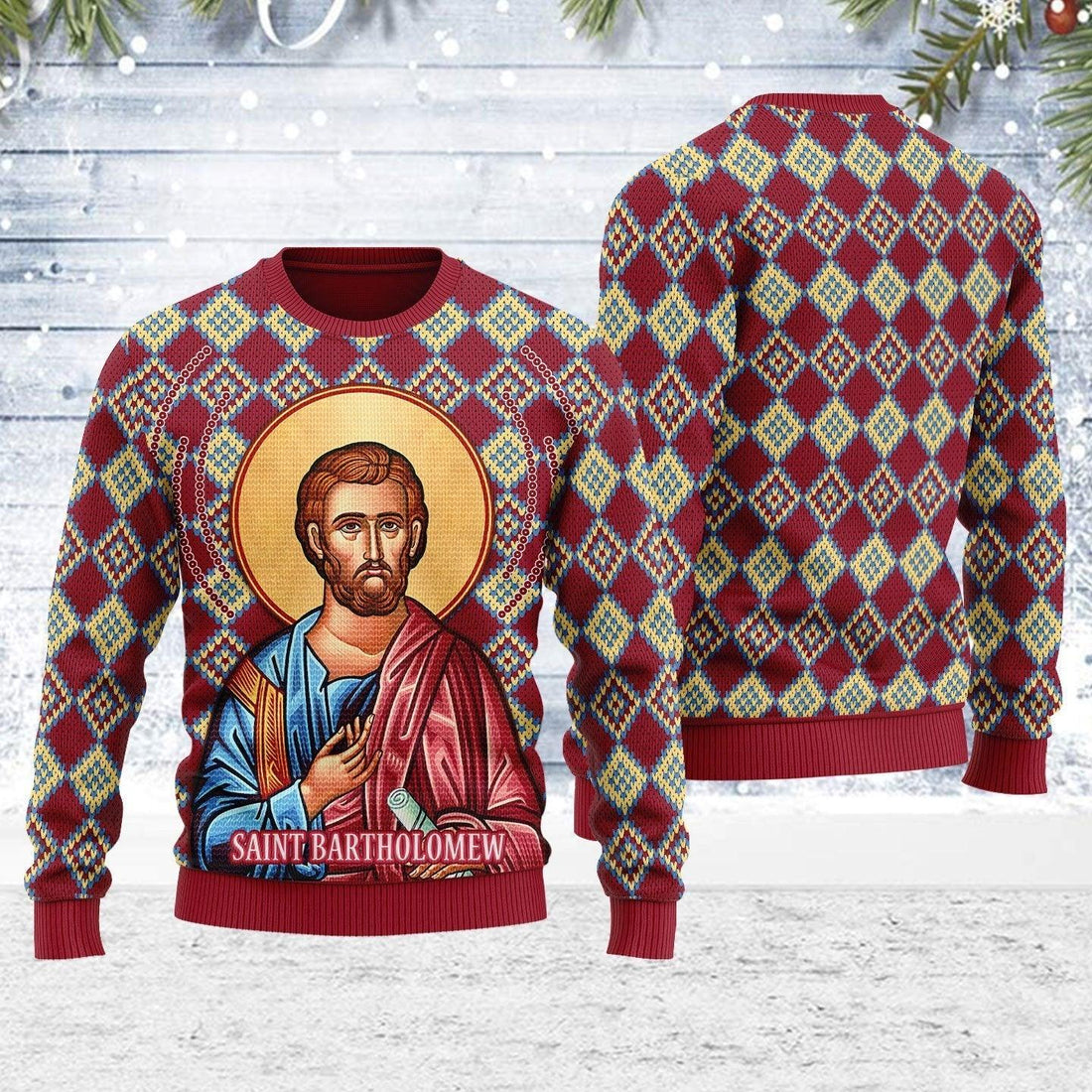 Bartholomew the Apostle Ugly Christmas Sweater - CustomsPig