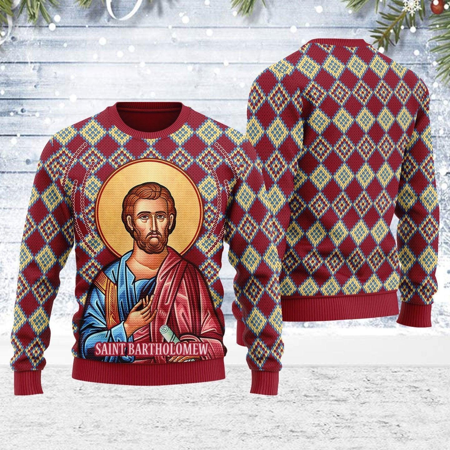 Bartholomew the Apostle Ugly Christmas Sweater - CustomsPig
