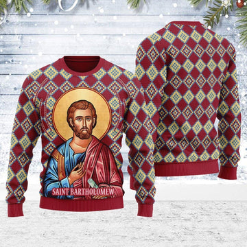 Bartholomew the Apostle Ugly Christmas Sweater - CustomsPig