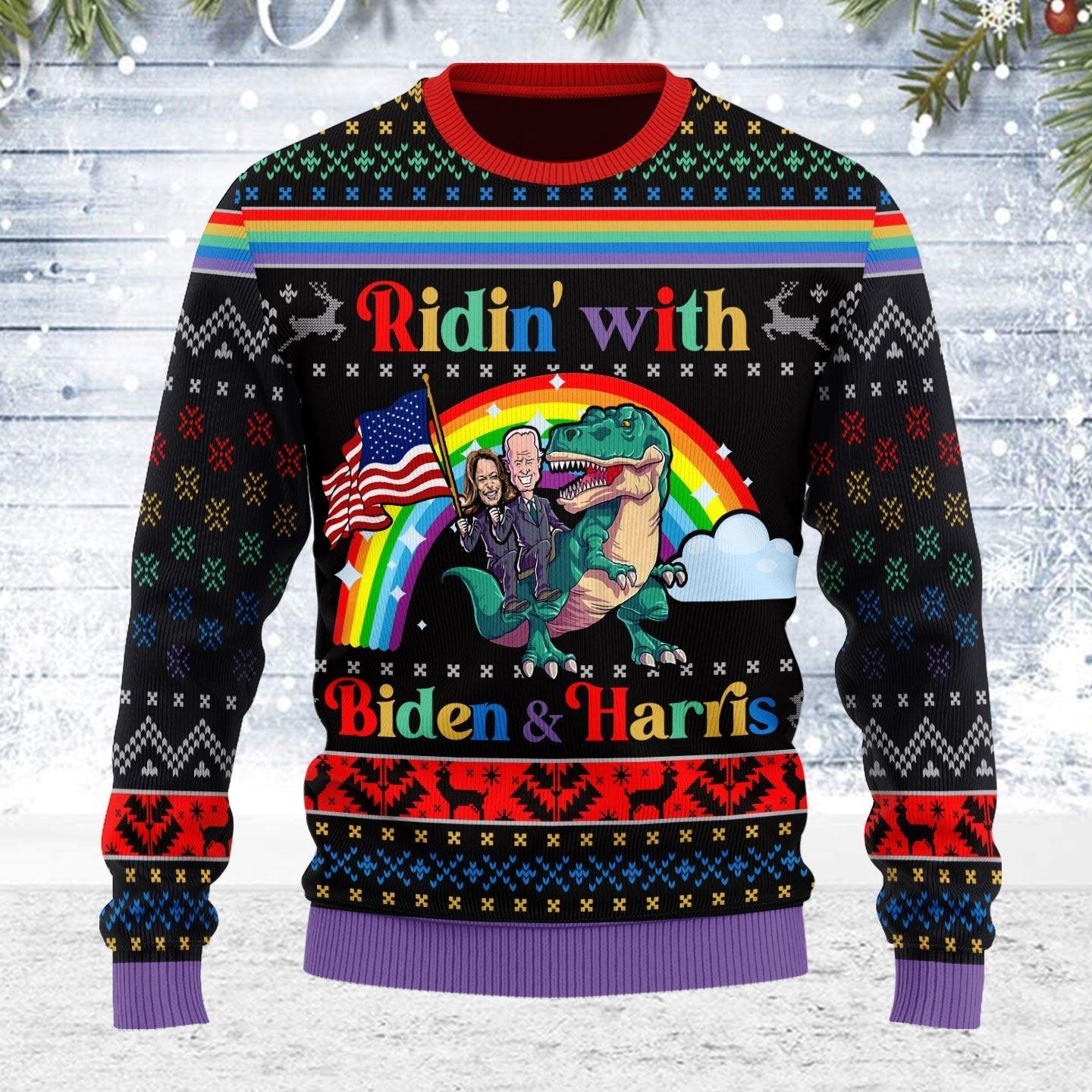 Biden And Harris LGBT Ugly Christmas Sweater - OodieGang