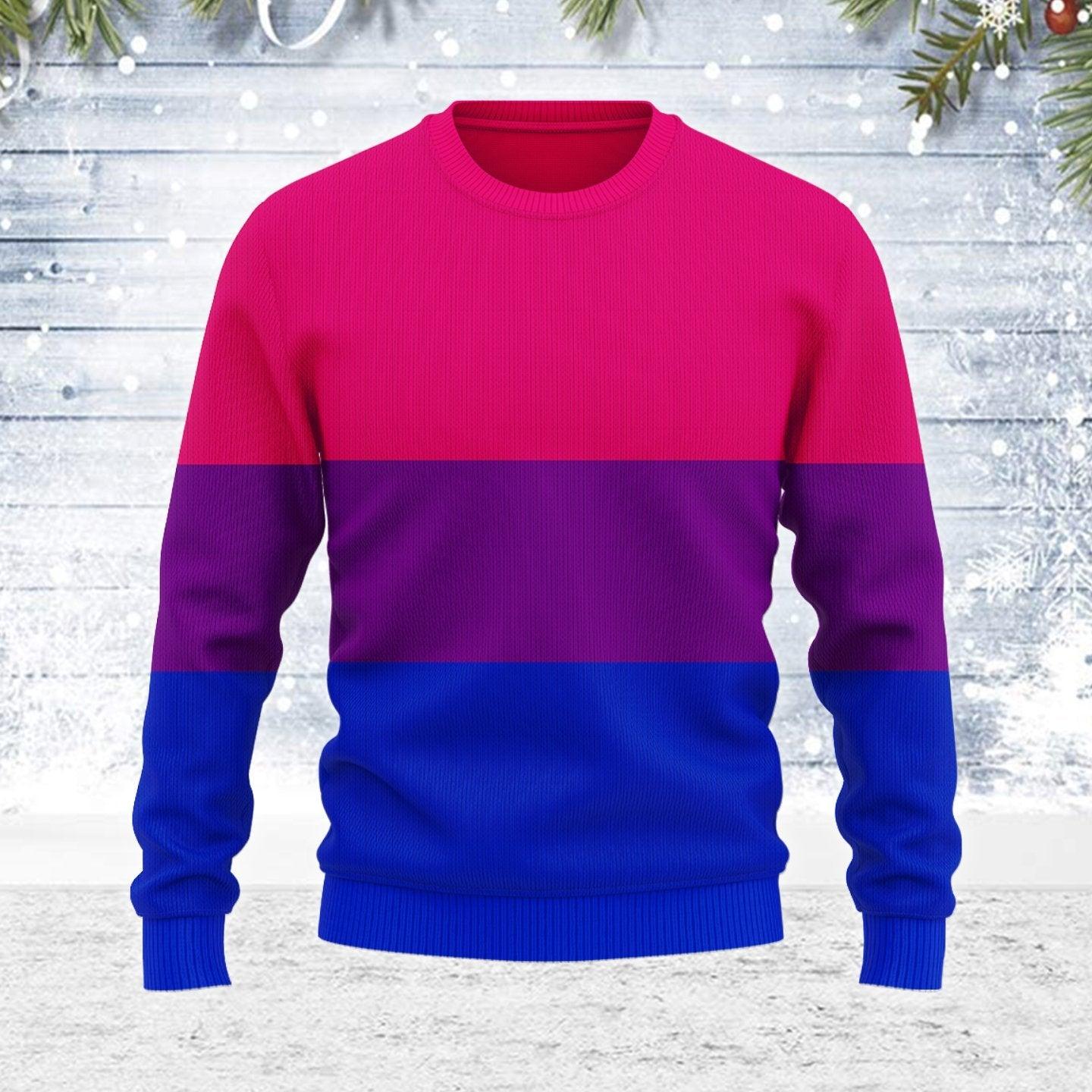 Bisexual Flag Ugly Christmas Sweater - OodieGang