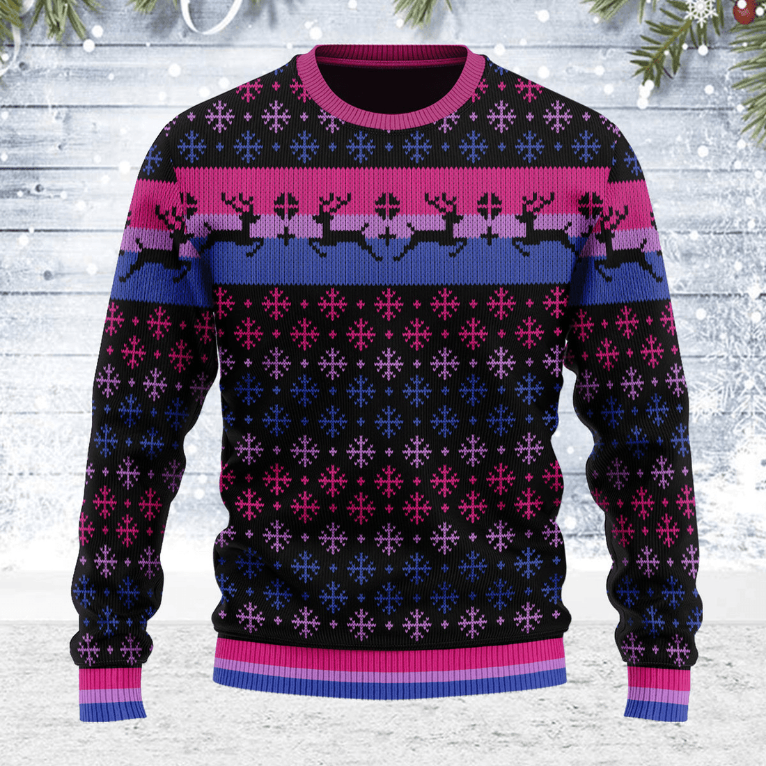Bisexual Pride Flag Ugly Christmas Sweater - OodieGang