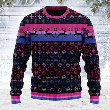 Bisexual Pride Flag Ugly Christmas Sweater - OodieGang