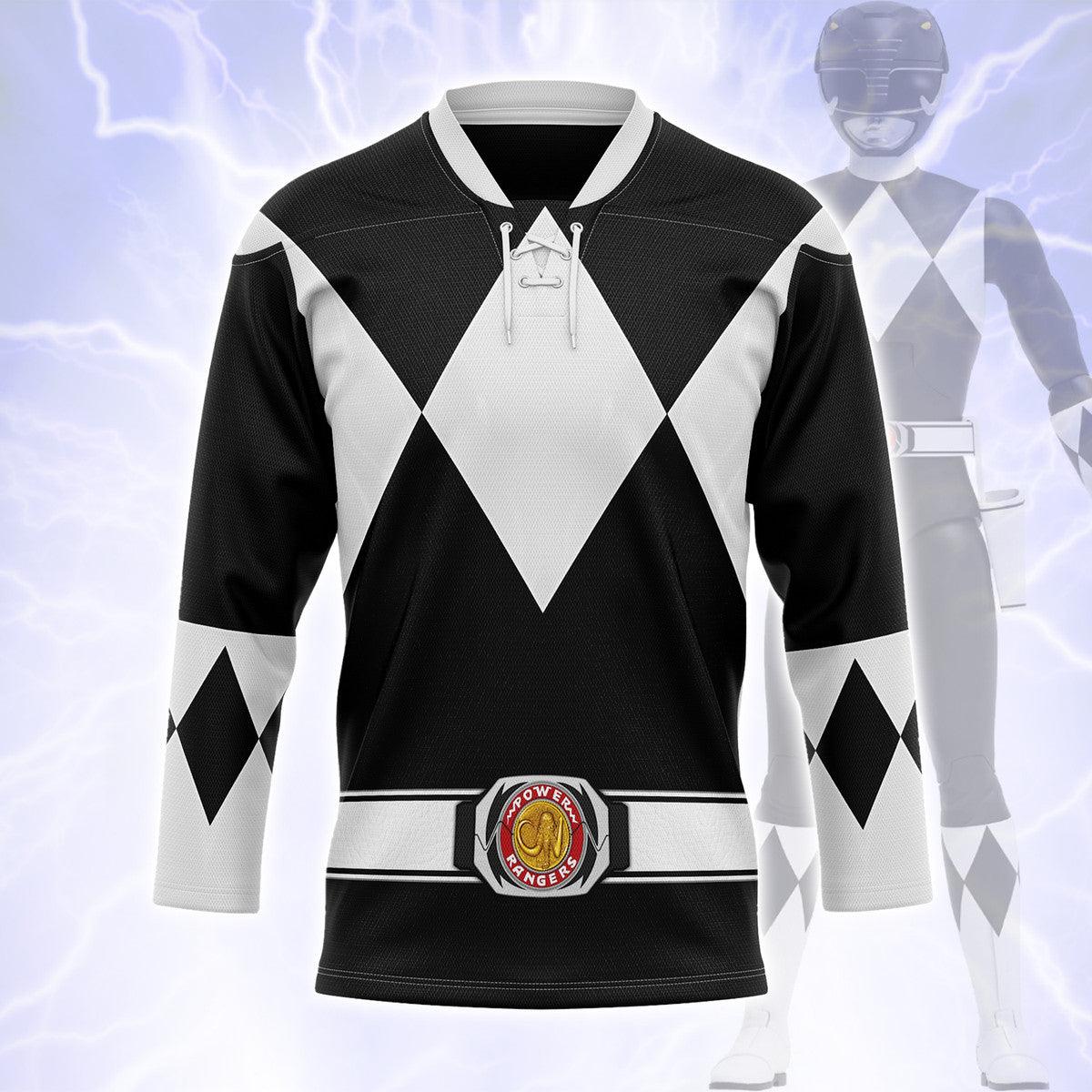 Black Ranger Mighty Morphin Hockey Jersey - Gearhomie.com