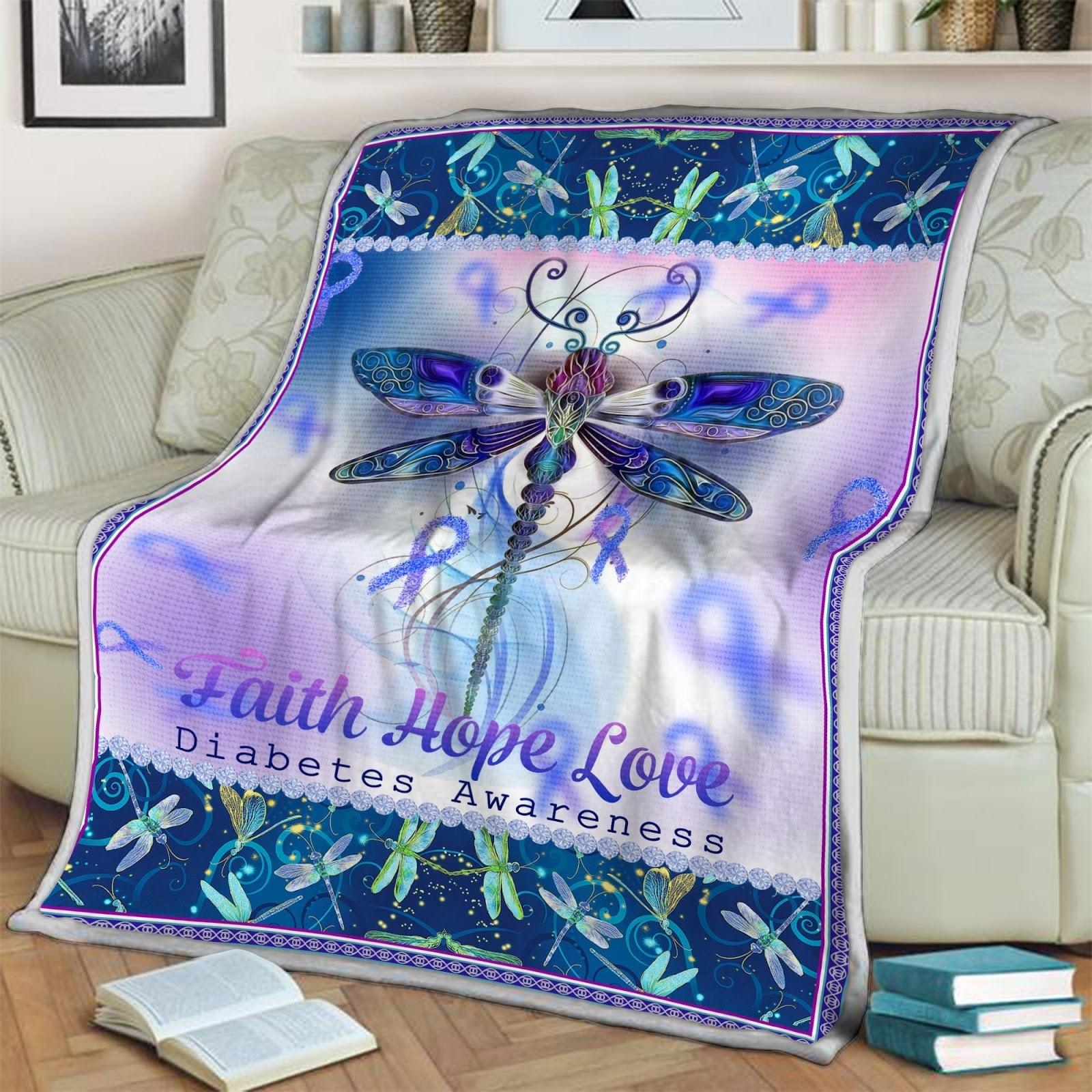 Blanket Dragonfly Diabetes Awareness - DucG