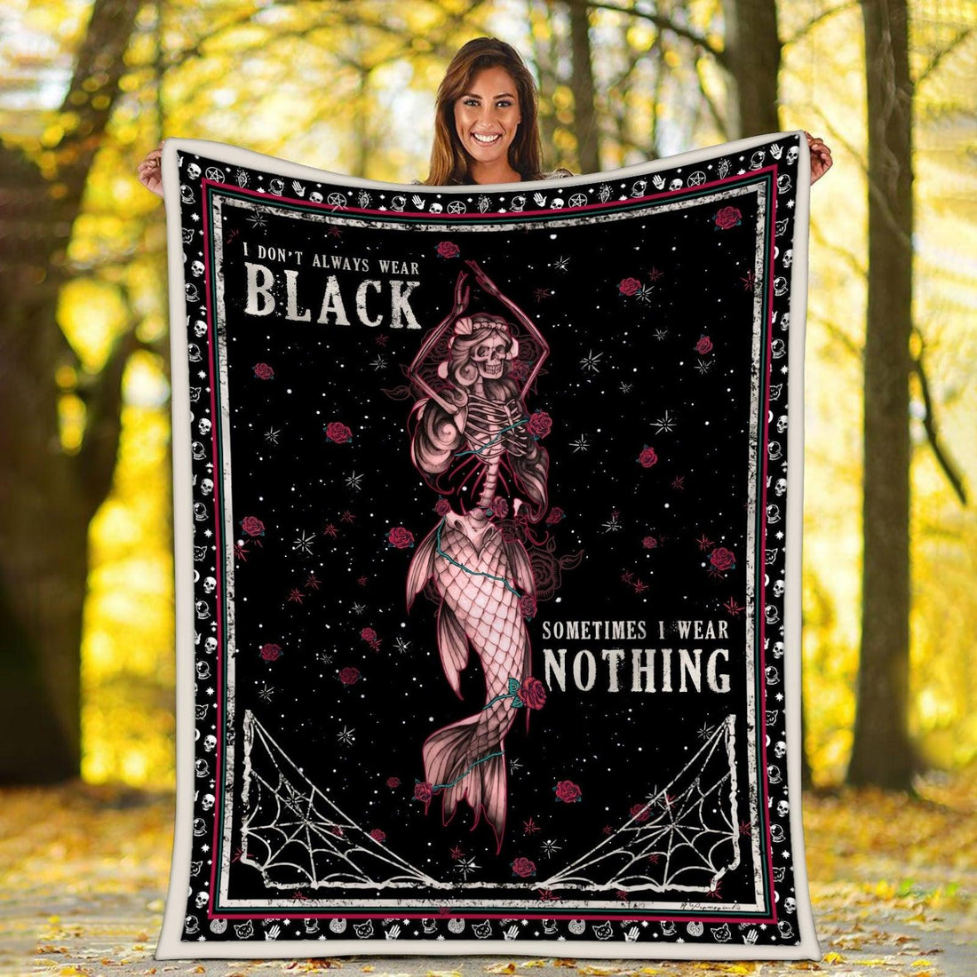 Blanket I Don't Always Wear Black Sometimes I Wear Nothing - DucG