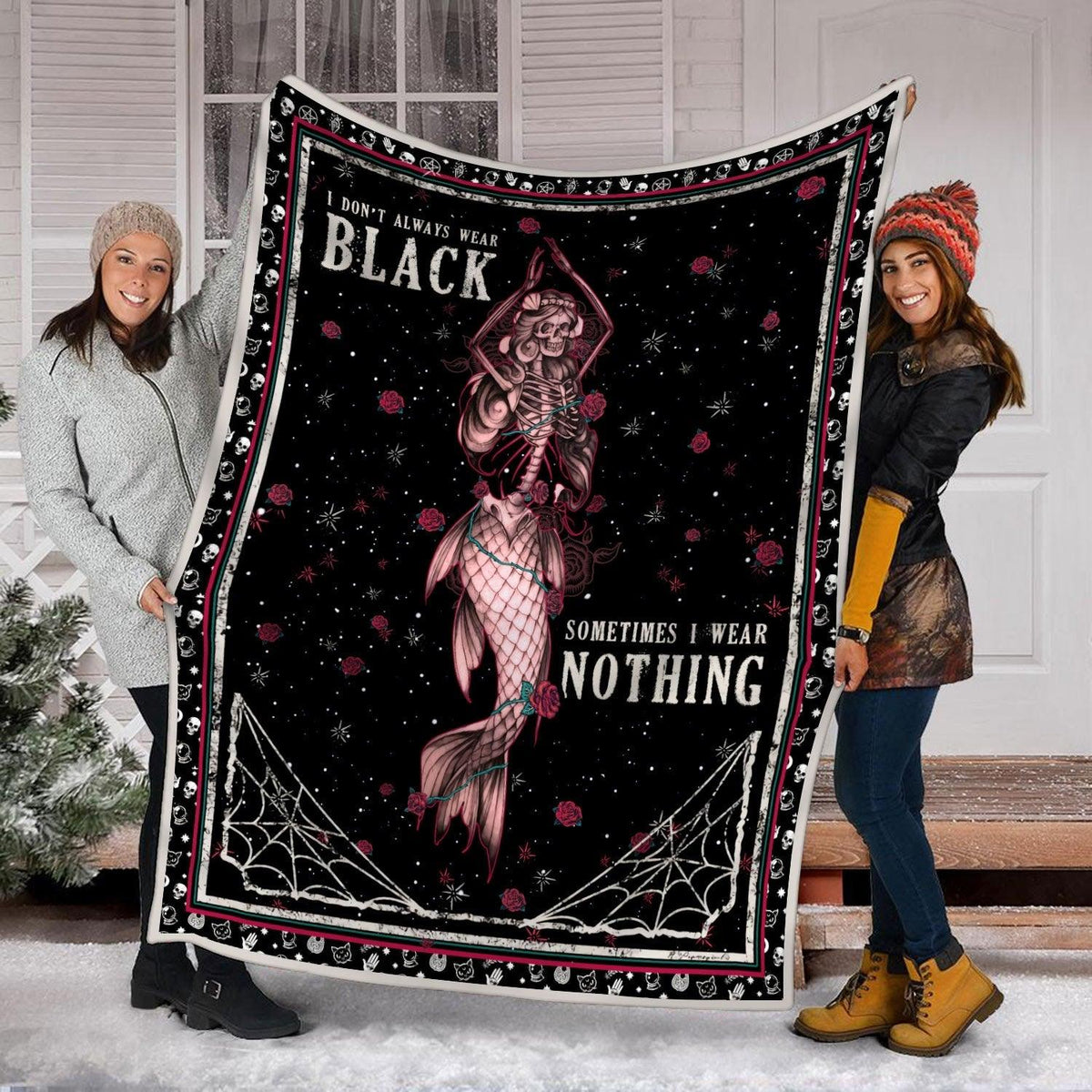 Blanket I Don't Always Wear Black Sometimes I Wear Nothing - DucG