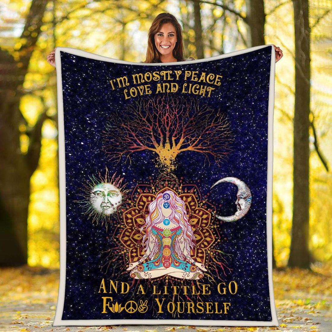 Blanket I'm Mostly Peace Love And Light And A Little Go Face Yourself - DucG