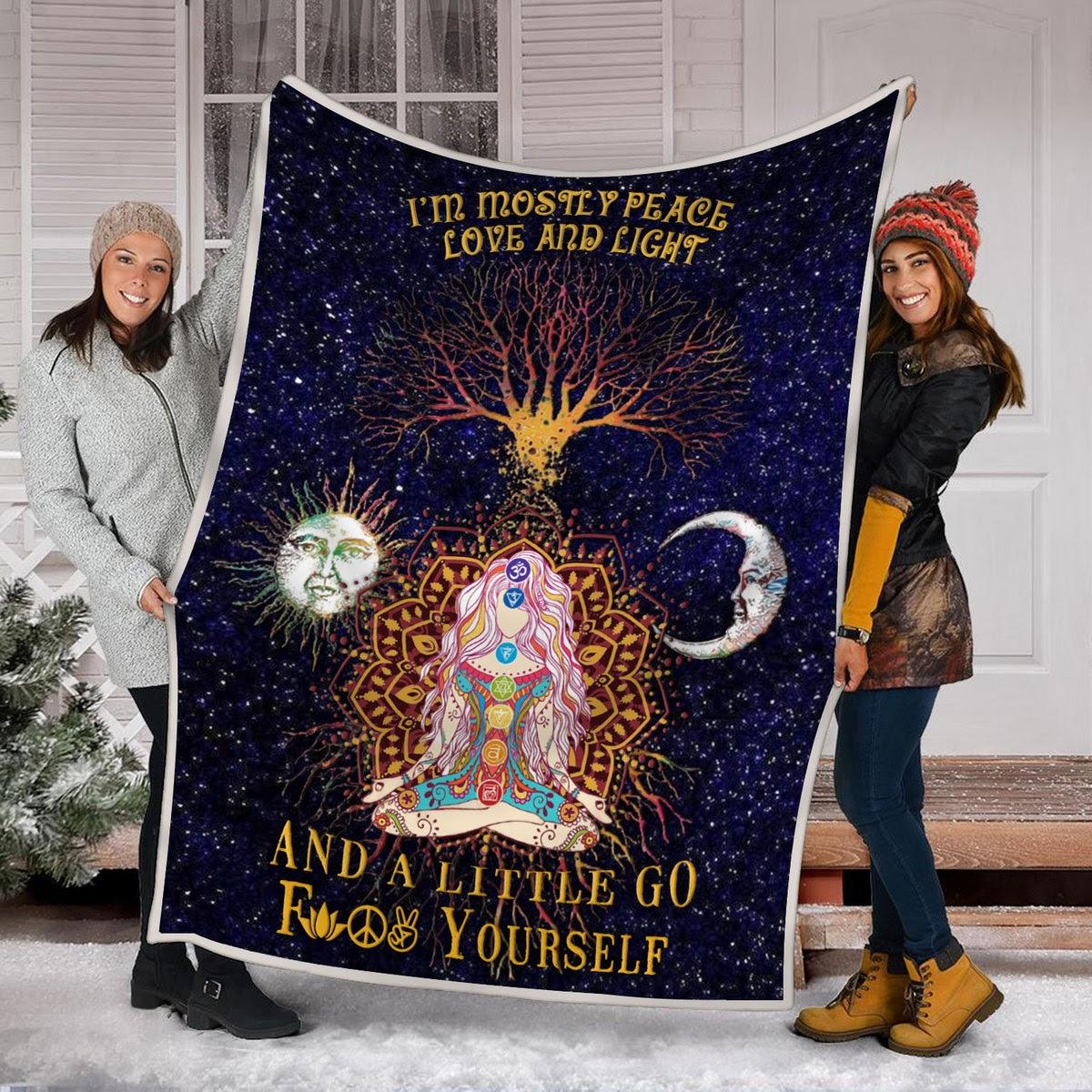 Blanket I'm Mostly Peace Love And Light And A Little Go Face Yourself - DucG