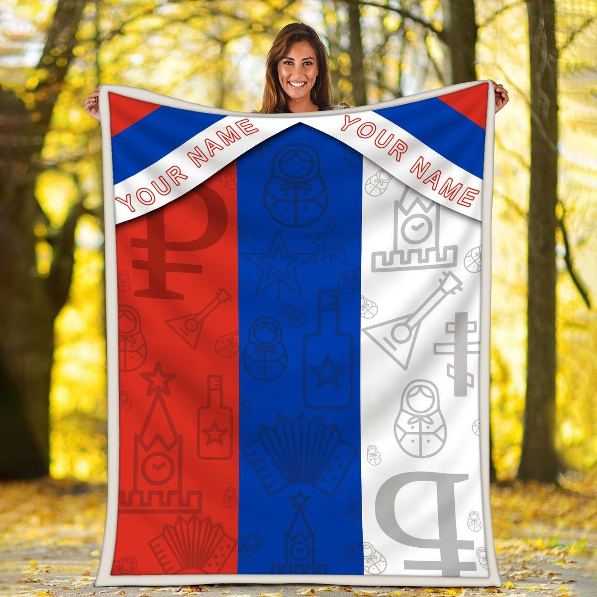 Blanket Russia Flag Personalized Custom Name - DucG
