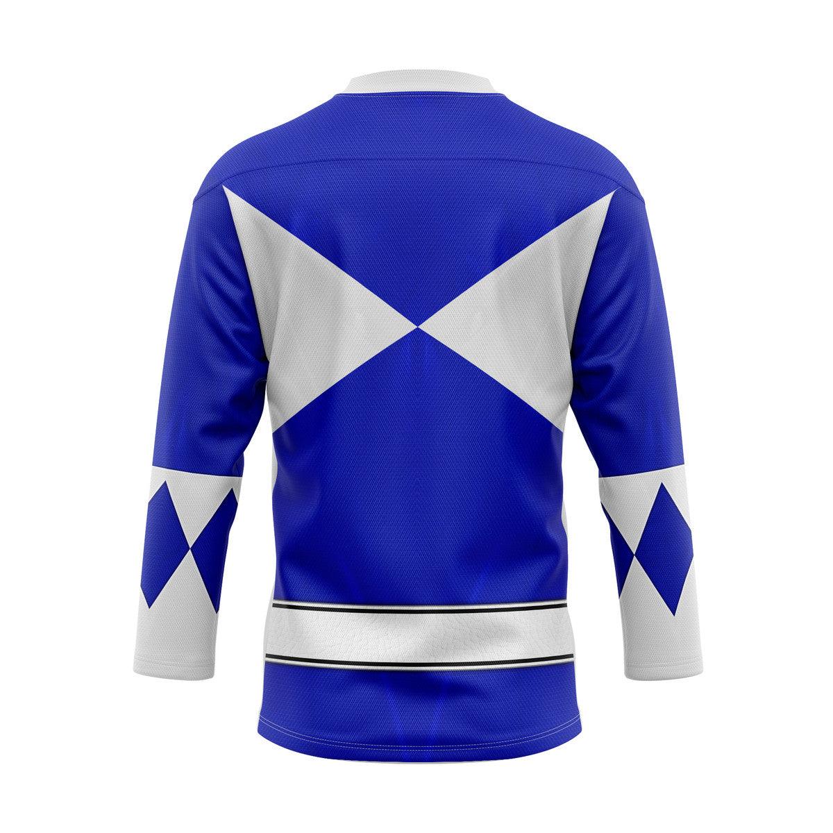 Blue Ranger Mighty Morphin Hockey Jersey - Gearhomie.com