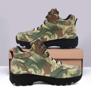 Brushstroke Rhodesian Security Forces 1965 Camo Pattern Hiking Shoes - OodieGang