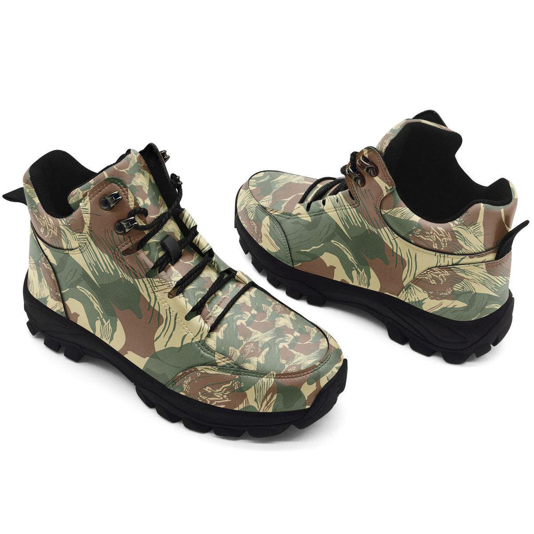 Brushstroke Rhodesian Security Forces 1965 Camo Pattern Hiking Shoes - OodieGang