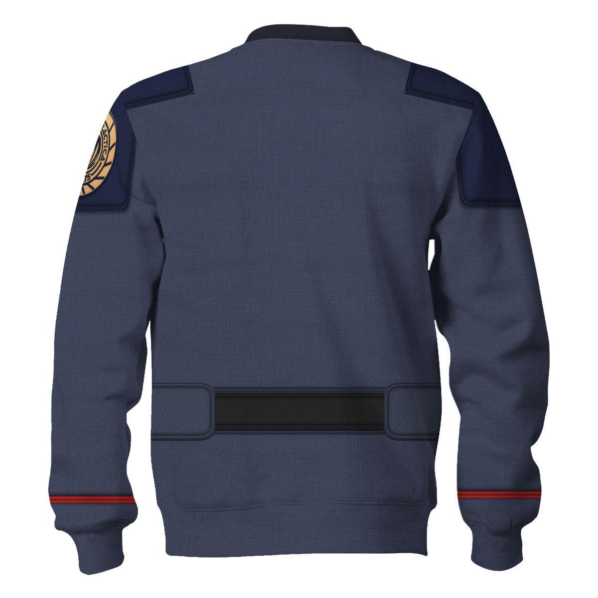 Captain Lee Apollo Adama Uniform T-shirt Hoodie Sweatpants Apparel - Gearhomie.com