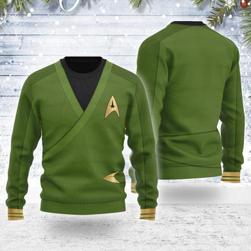 Captain Pike Green Themed Costume Christmas Wool Sweater - Gearhomie.com