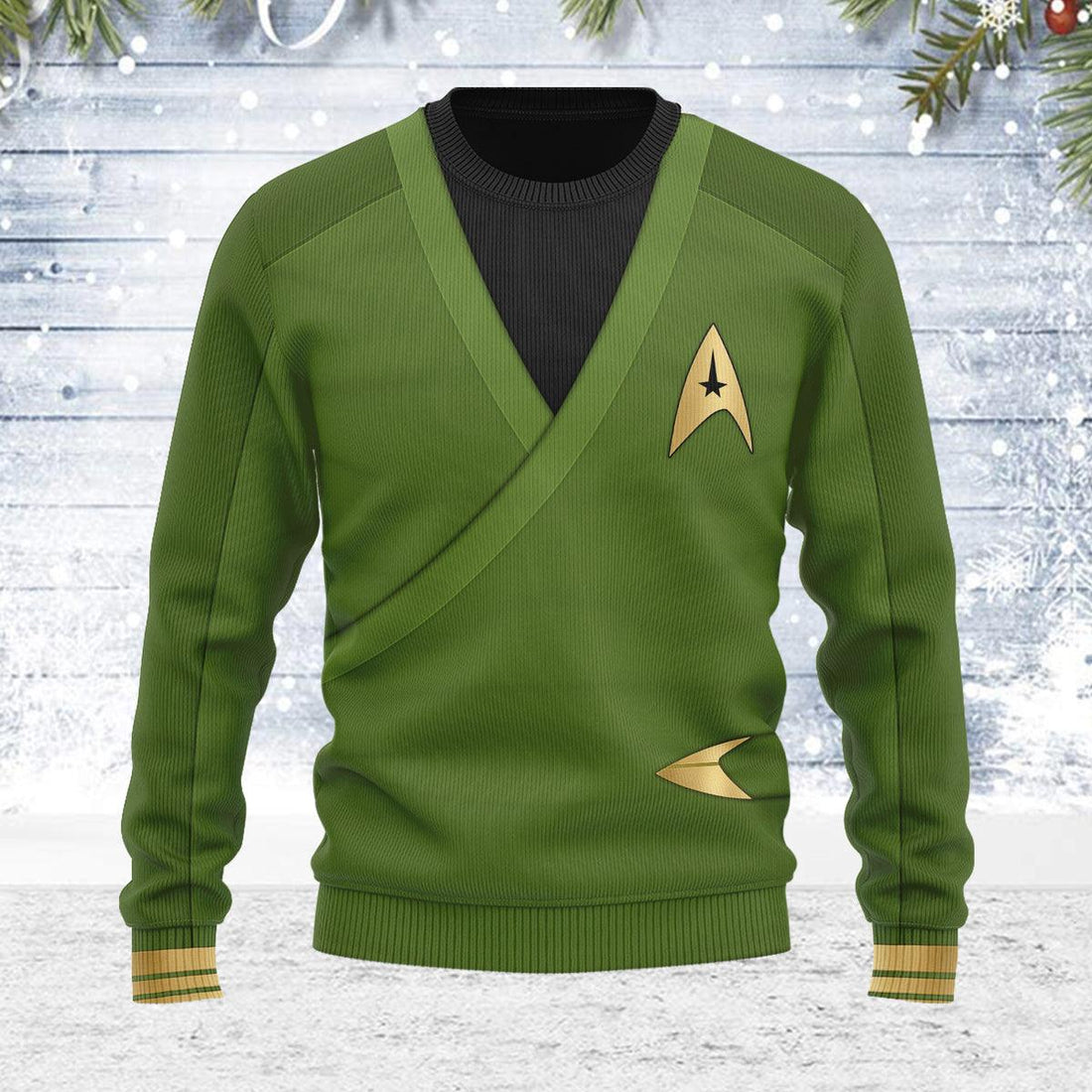 Captain Pike Green Themed Costume Christmas Wool Sweater - Gearhomie.com
