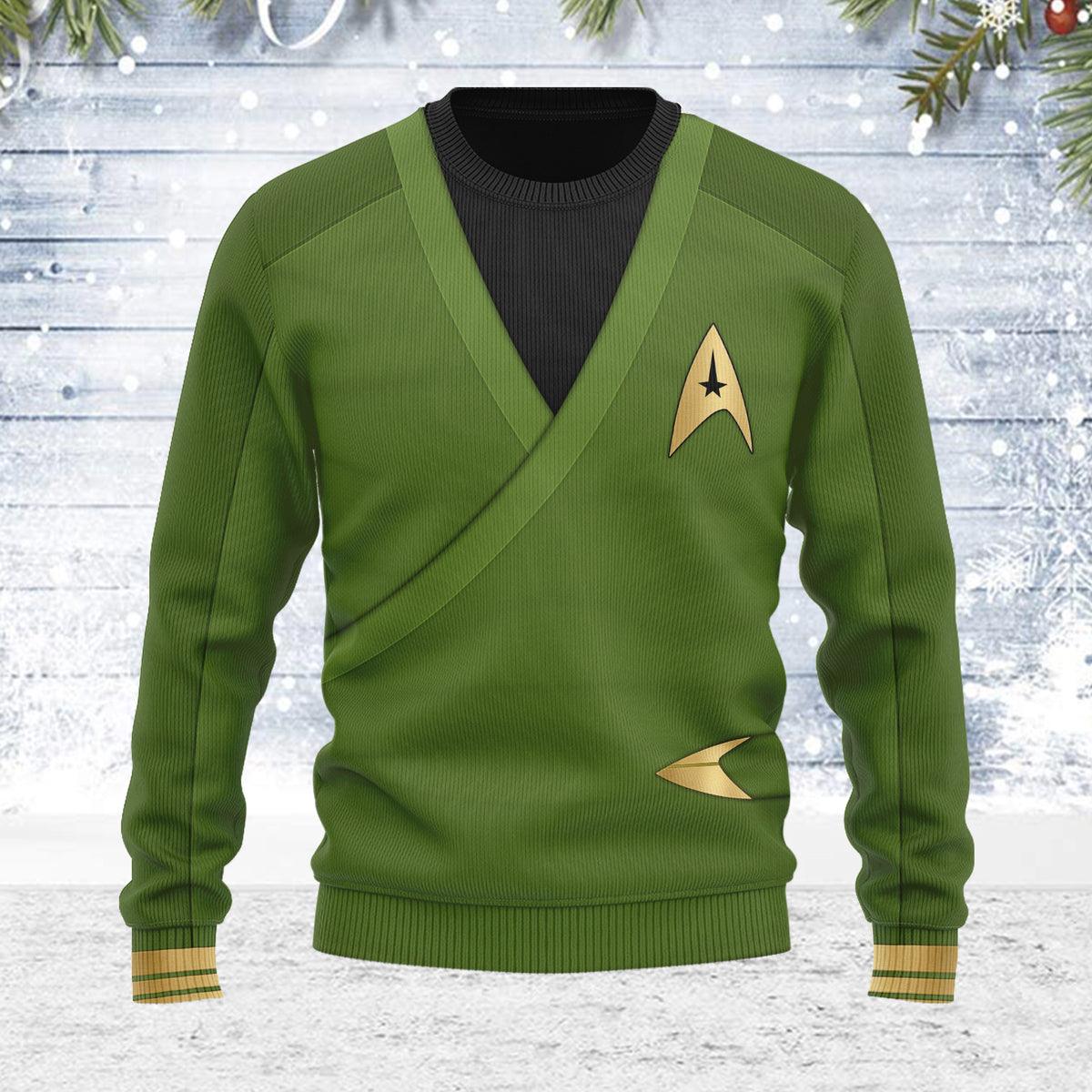 Captain Pike Green Themed Costume Christmas Wool Sweater - Gearhomie.com