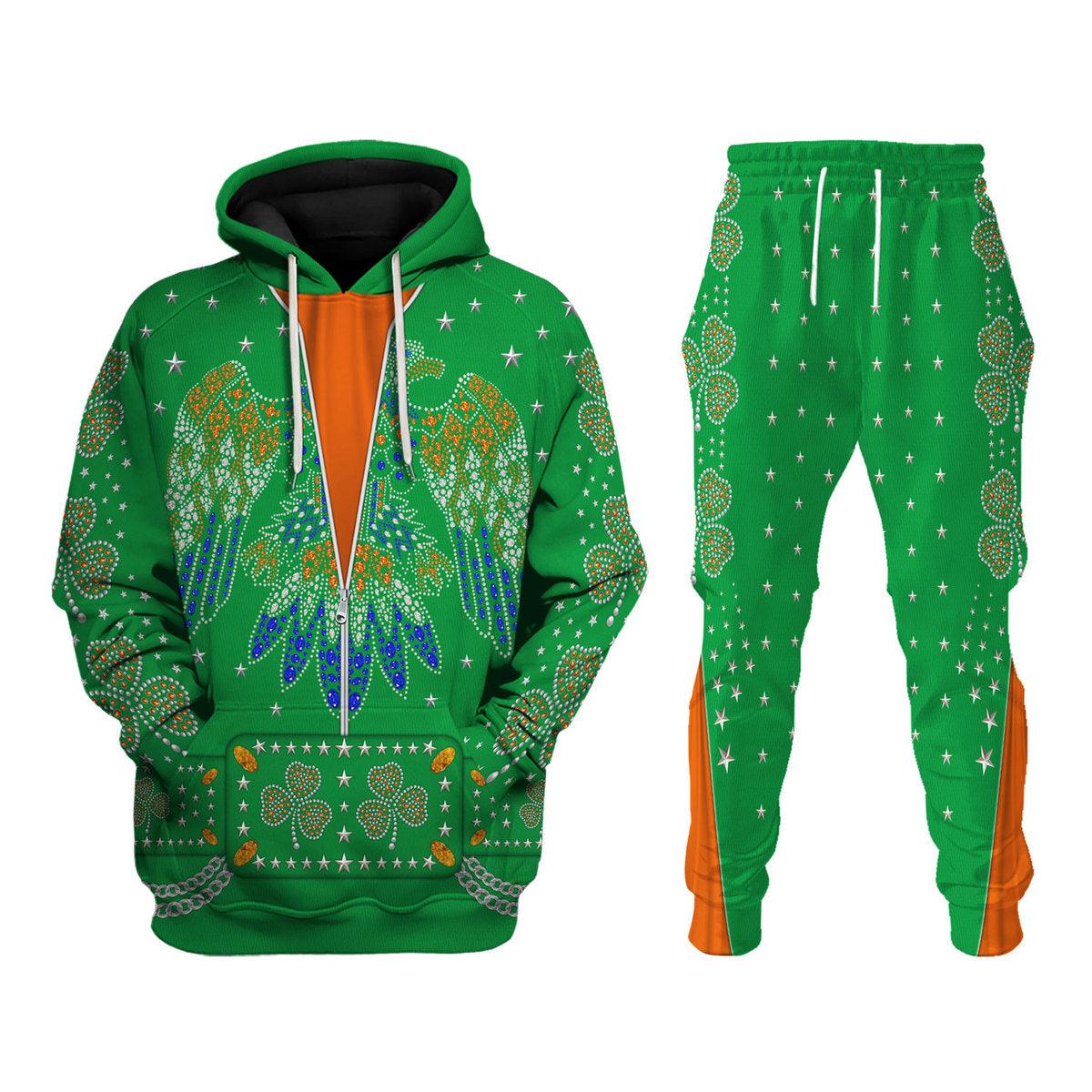 Celebrating the King: Elvis Presley Costume for St. Patrick's Day Hoodie Sweatshirt T-Shirt Sweatpants - Gearhomie.com
