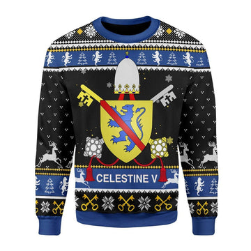 Celestine V Coat of Arms Christmas Sweater - DucG