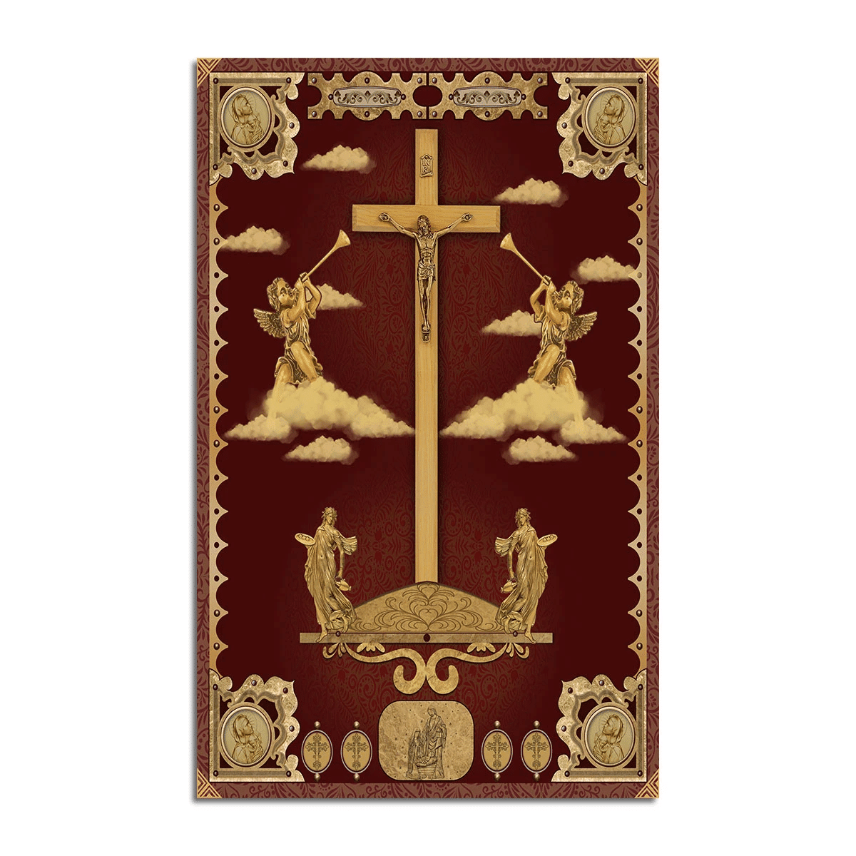 Crucifix of Jesus and The Angels Rug - CustomsPig