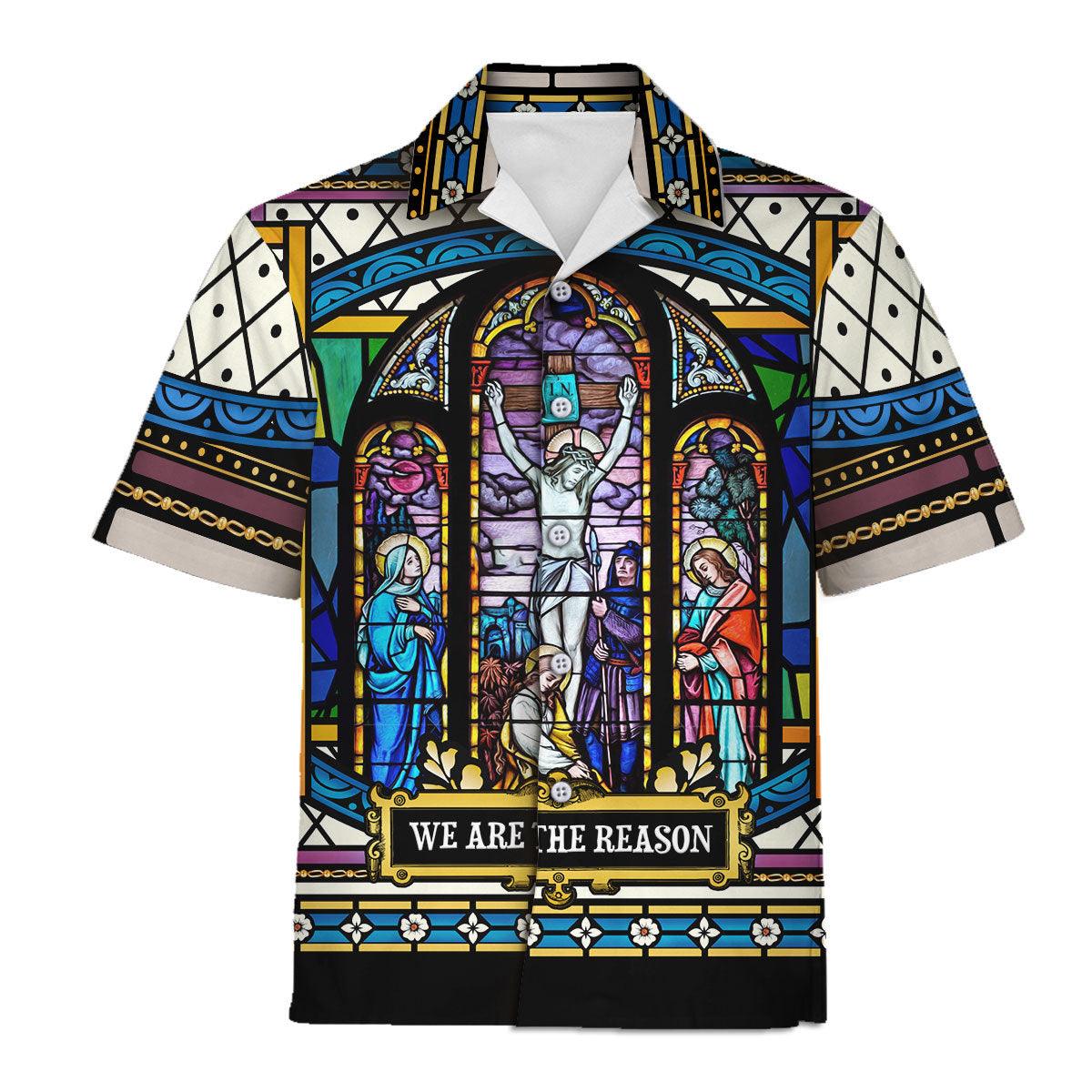 Crucifixion of Christ Stained Glass Hawaiian Shirt - Gearhomie.com