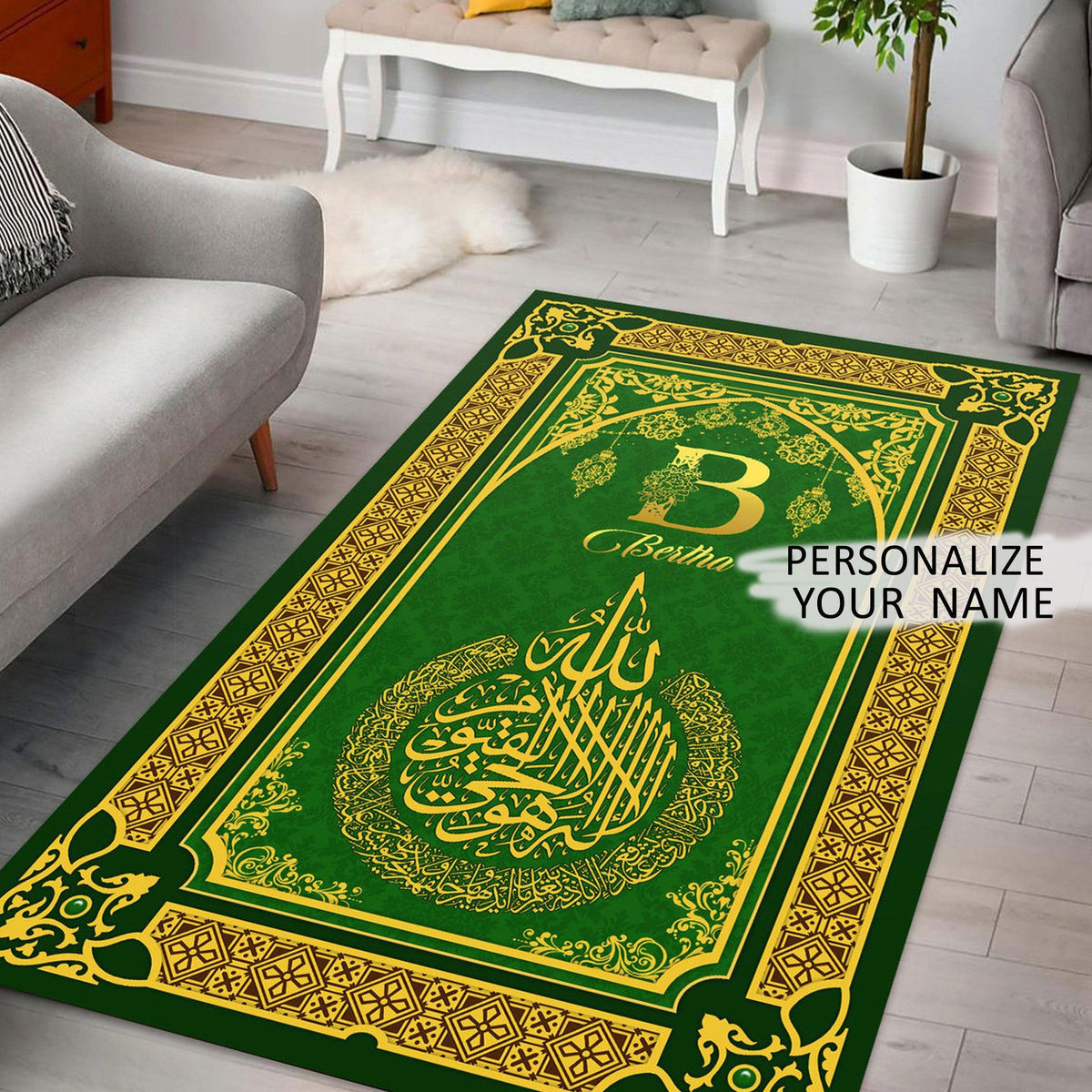 Custom Name Ayatul Kursi Prayer Rug - DucG