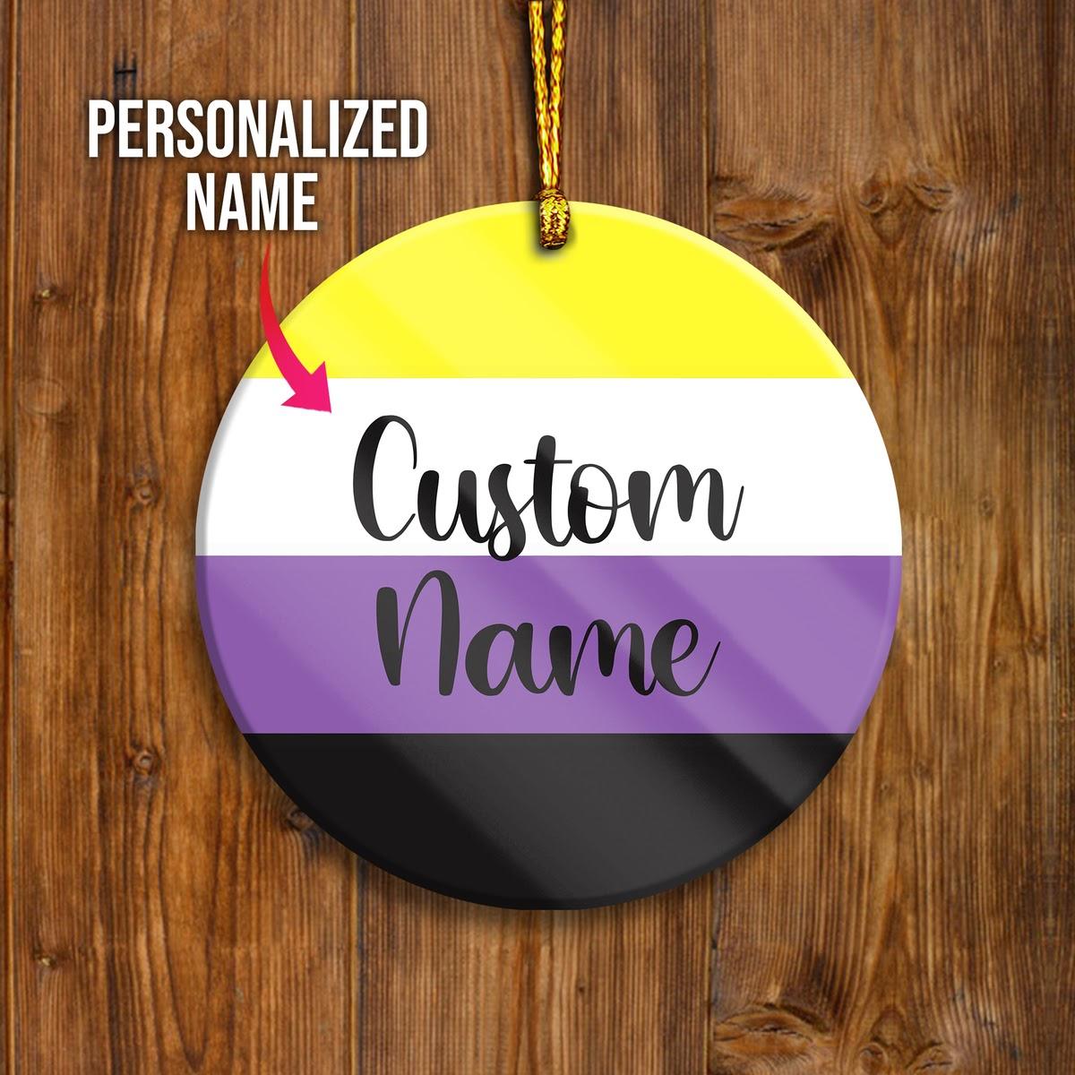 Custom Name Ornament LGBTQ Non-binary - DucG