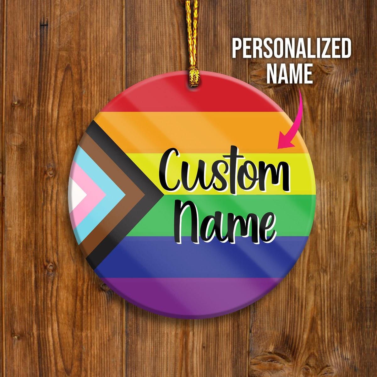 Custom Name Ornament LGBTQ Progress - DucG