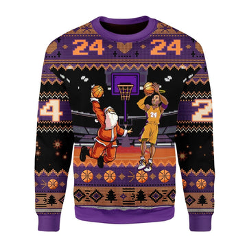 Gearhomies Christmas Unisex Sweater Kobe Bryan Santa Ugly Christmas 3D Apparel